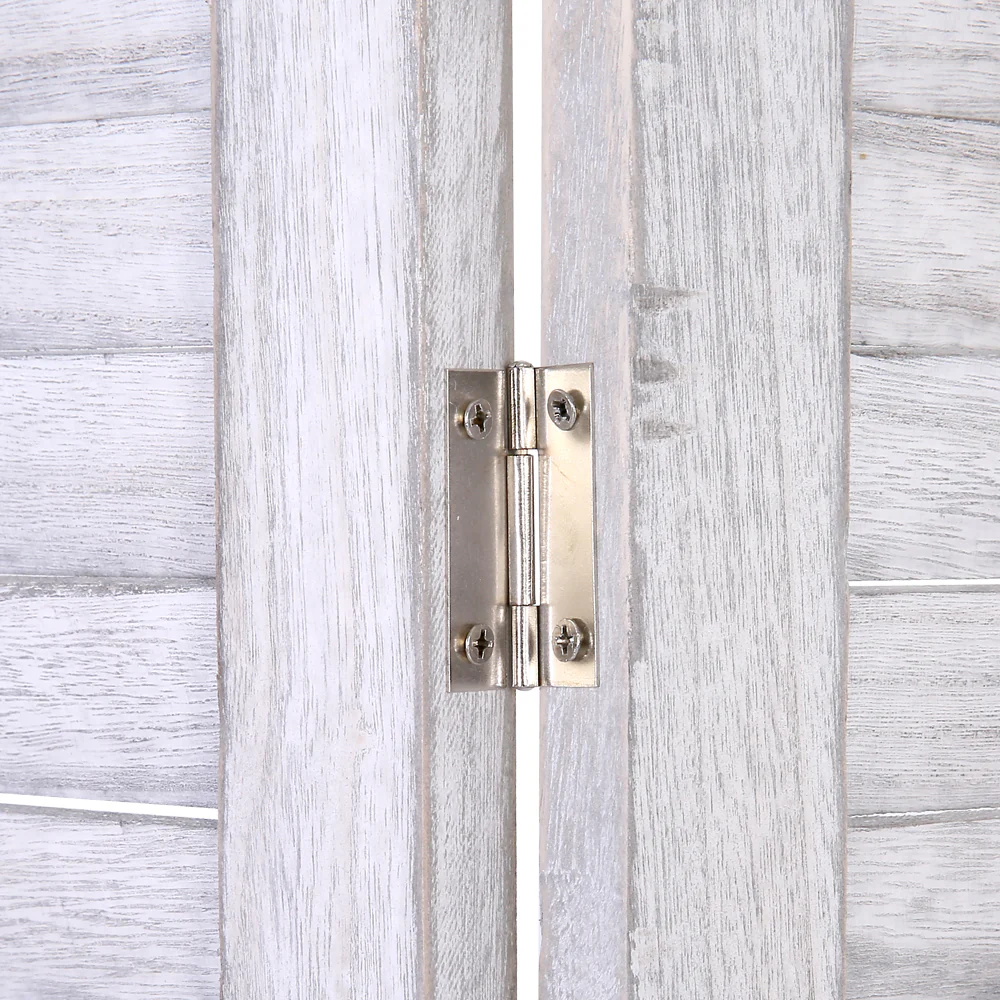 4 Panel Room Divider Screen 163x170cm Shelf - White - Nurns