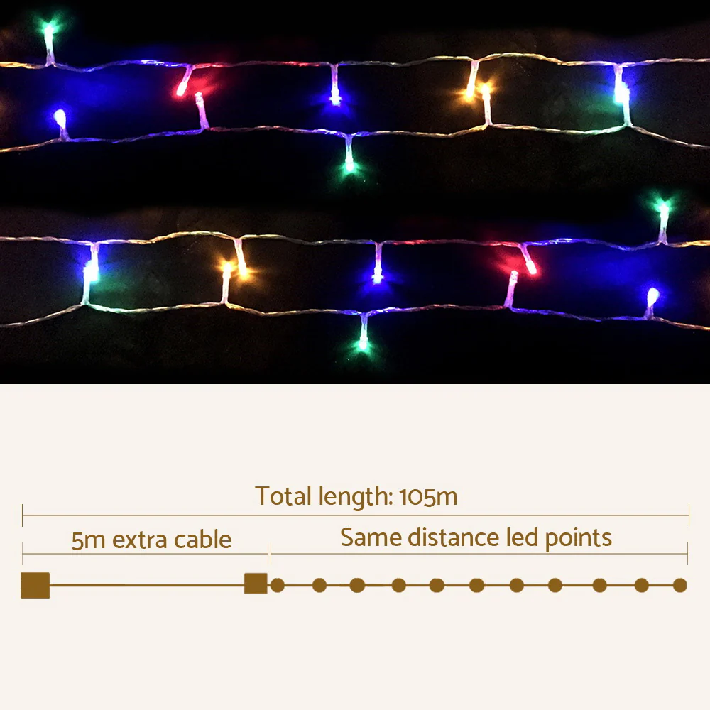 100M Christmas Lights String Light 500 LED - Colourful - Nurns