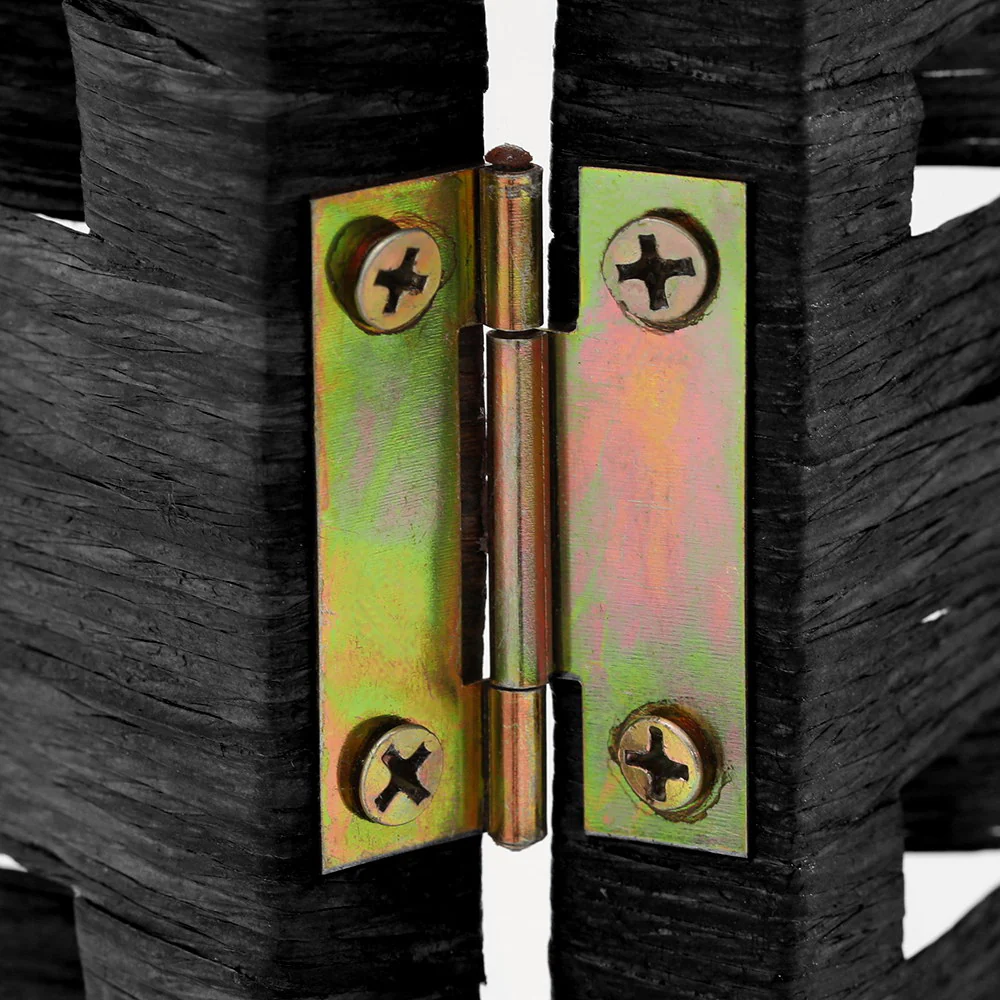 4 Panel Room Divider Screen 163x170cm Woven - Black - Nurns