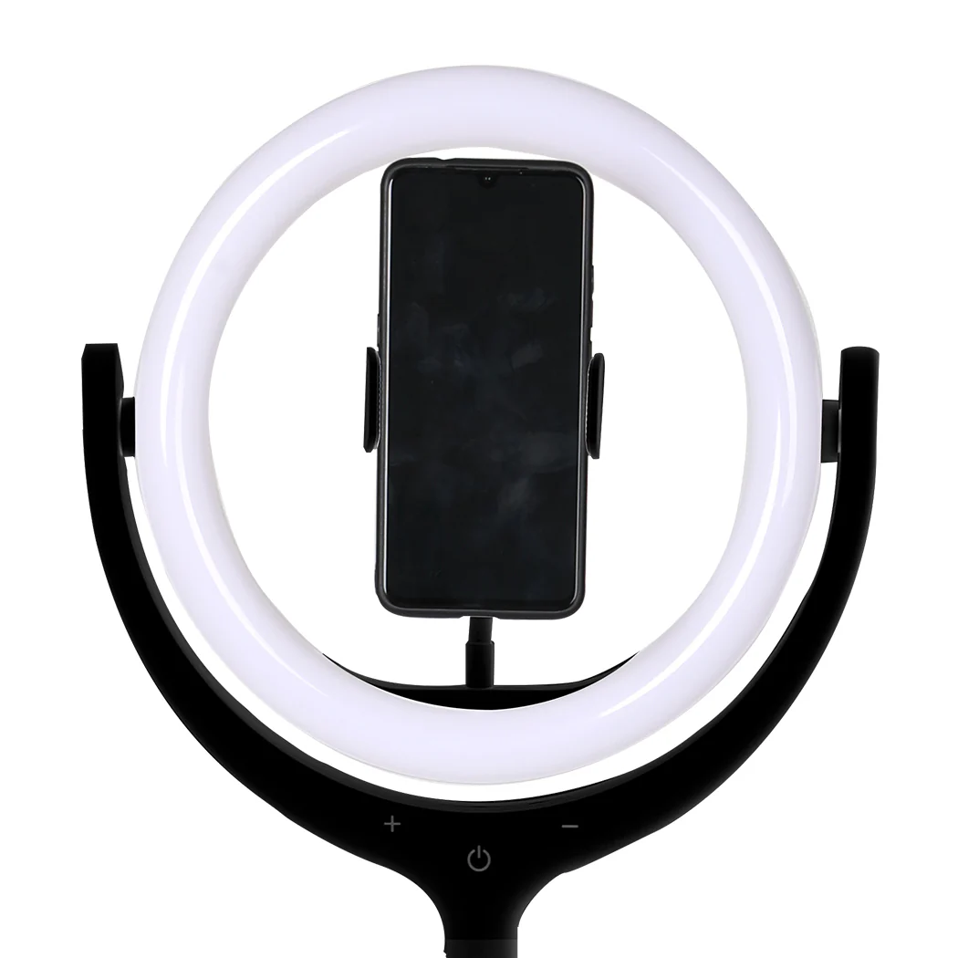 12'' LED Ring Light with Tripod Stand Phone Holder Dimmable Selfie Studio Lamp Black - Nurns