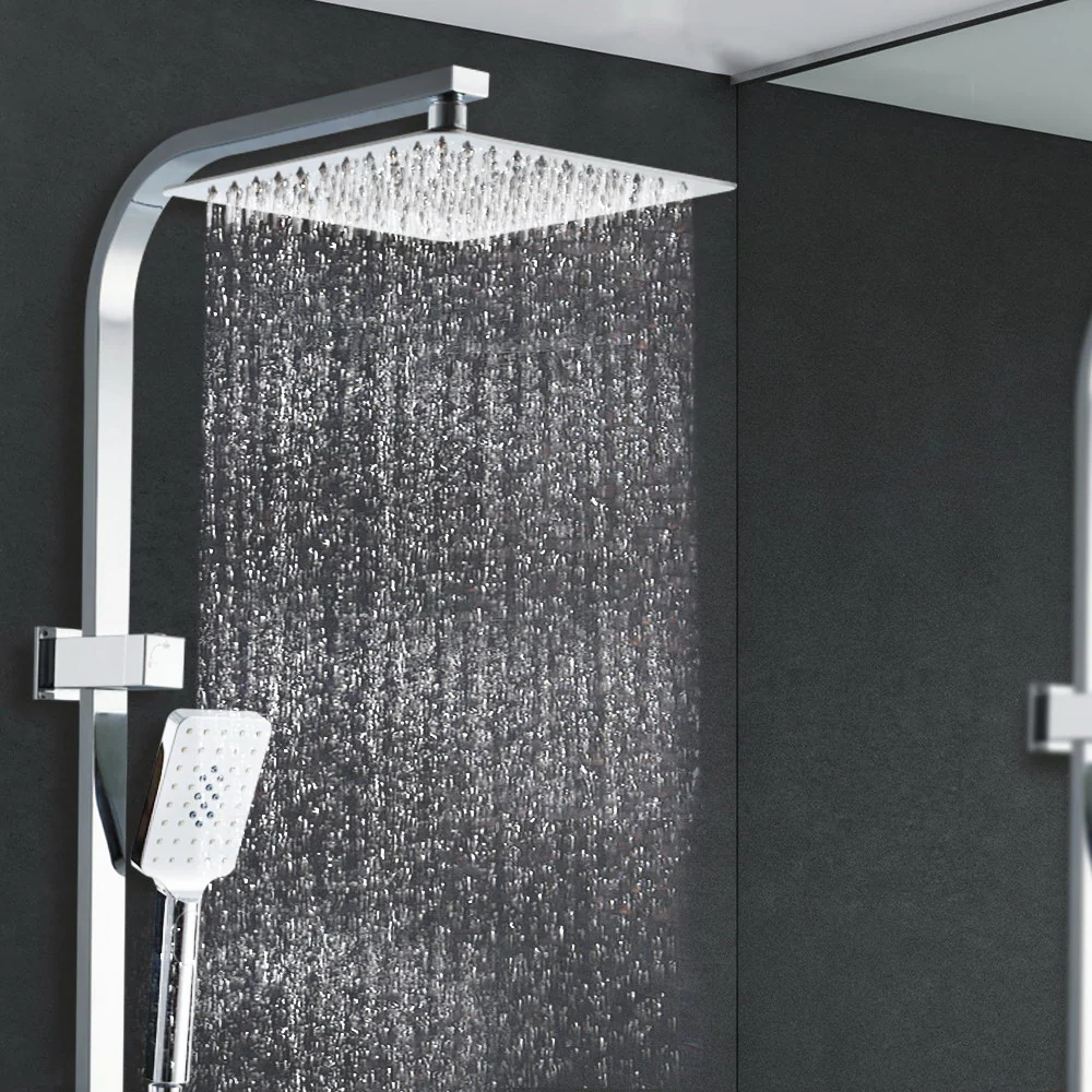 10'' Rain Shower Head Set Handheld Square High Pressure Chrome - Nurns