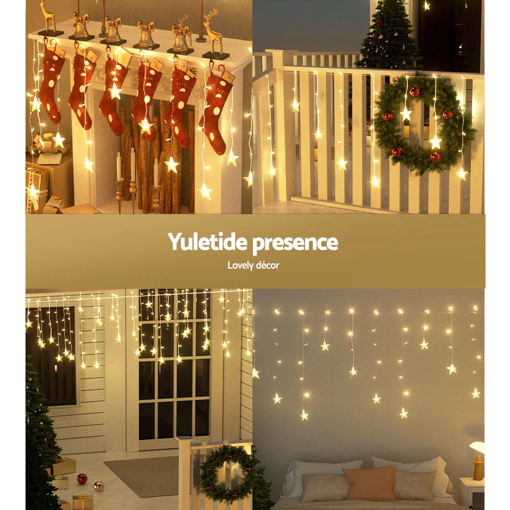 3M Christmas Icicle Lights String Lights 80 LED Solar Powered - Nurns