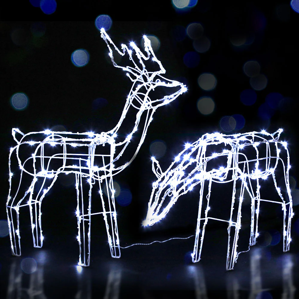 2-Pieces Christmas Lights Reindeers 200 LED Decorations - Nurns