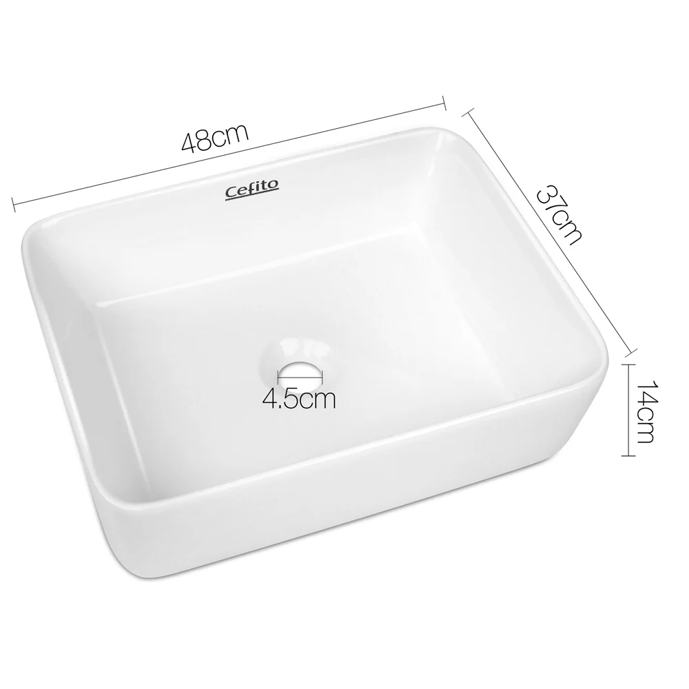 48x37x14cm Ceramic Rectangle Sink Bowl - White - Nurns