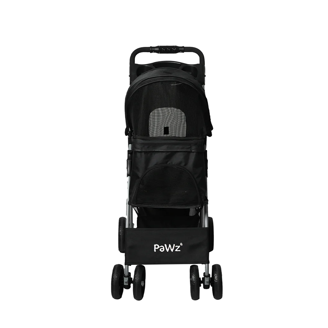 4 Wheels Pet Stroller Dog Cat Cage Puppy Pushchair Travel Walk Carrier Pram - Nurns