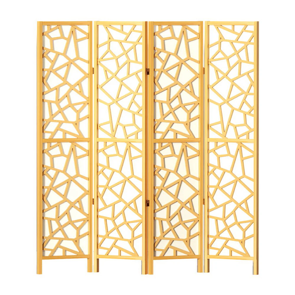4 Panel Room Divider Screen 162x170cm - Natural - Nurns