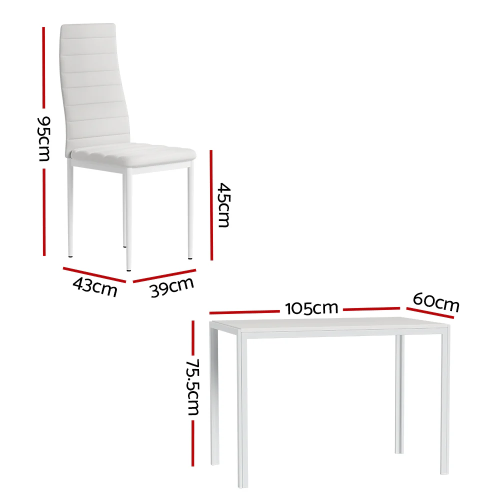 5-Piece Dante White Dining Table & Chair Set - Nurns