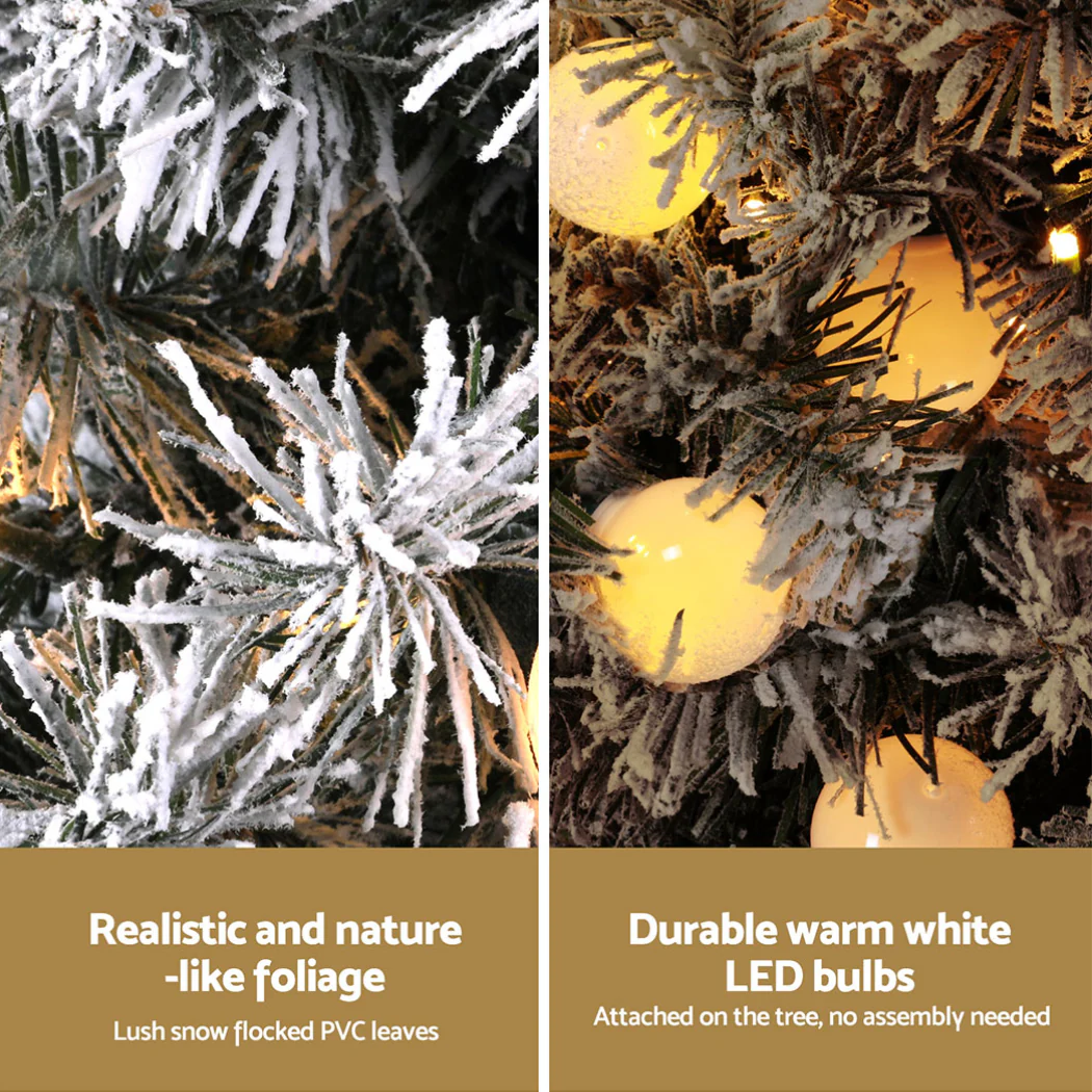 4ft 1.2m 80 LED Christmas Tree Potted Snowy Xmas Tree - Nurns