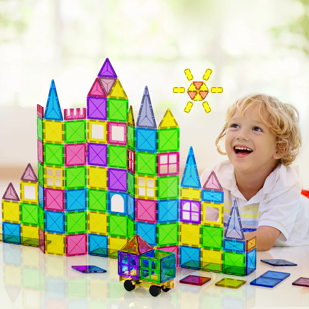 100pcs Kids Magnetic Tiles Blocks Building Educational Toys Children Gift - Nurns