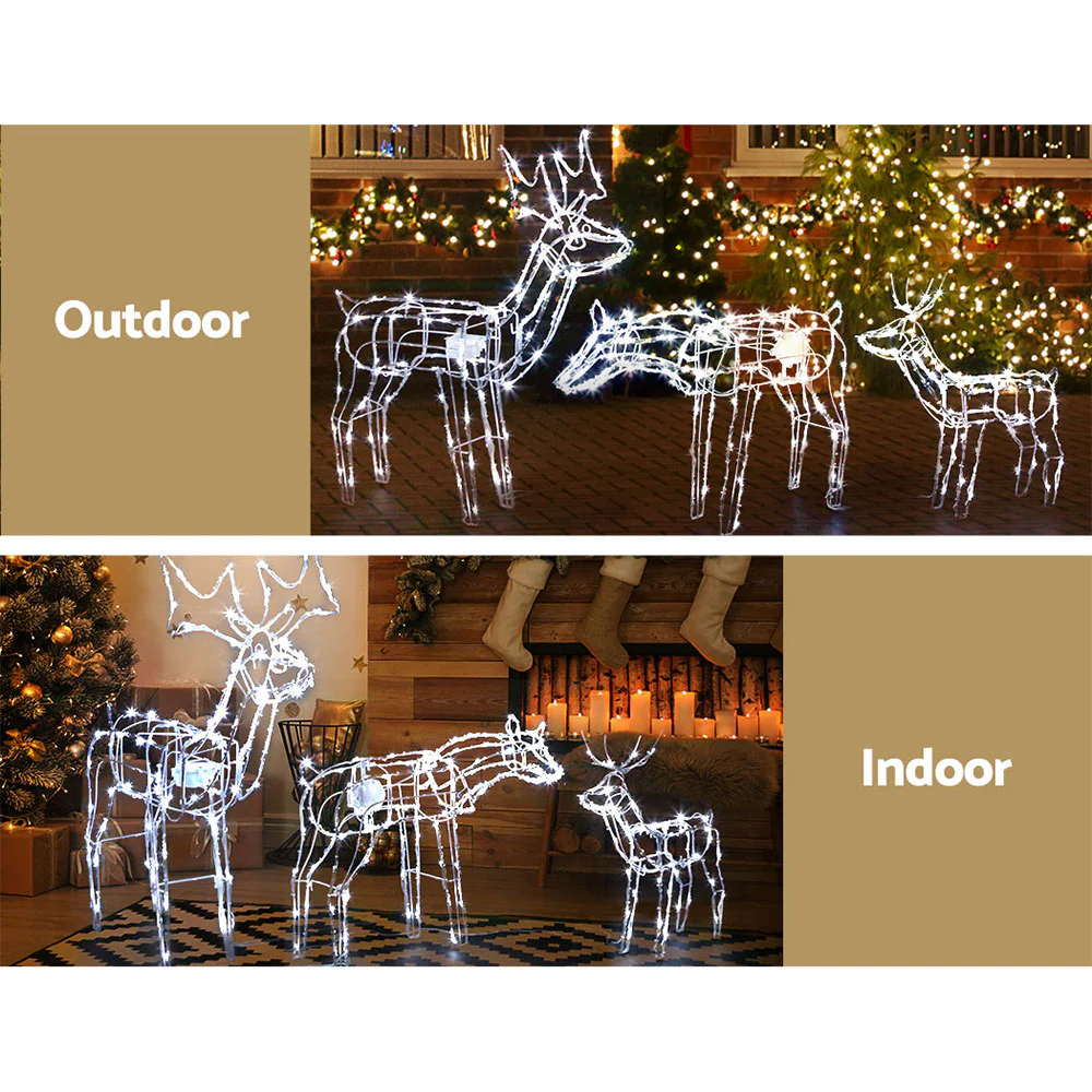 3-Pieces Christmas Lights Reindeers 250 LED Decorations - Nurns