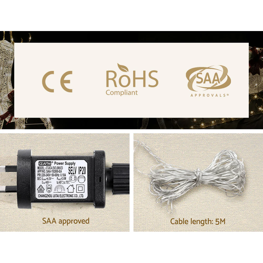 1.5M Christmas Lights Reindeer 100 LED Decorations - Nurns