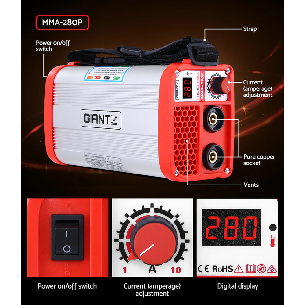 280 Amp Inverter Welder DC MMA ARC IGBT Stick Portable Welding Machine - Nurns