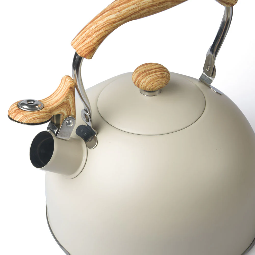 2.5 Liter Tea Whistling Kettle Stainless Steel Modern Whistling Tea Pot for Stovetop Cream - Nurns
