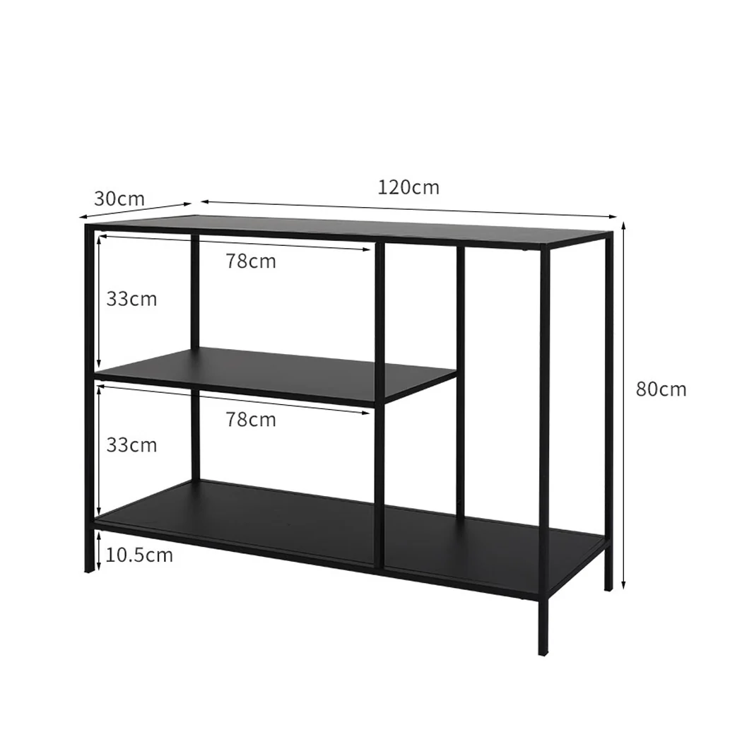 3-Tier Console Table Office Furniture - Black - Nurns
