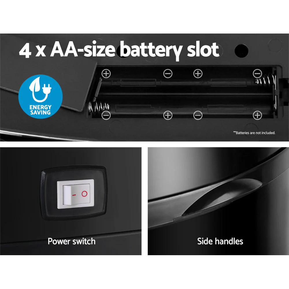 58L Motion Sensor Rubbish Bin - Black - Nurns