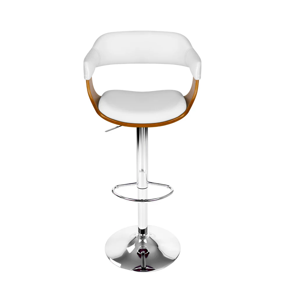 110cm Chalcis Wooden PU Leather Bar Stool - White & Wood - Nurns