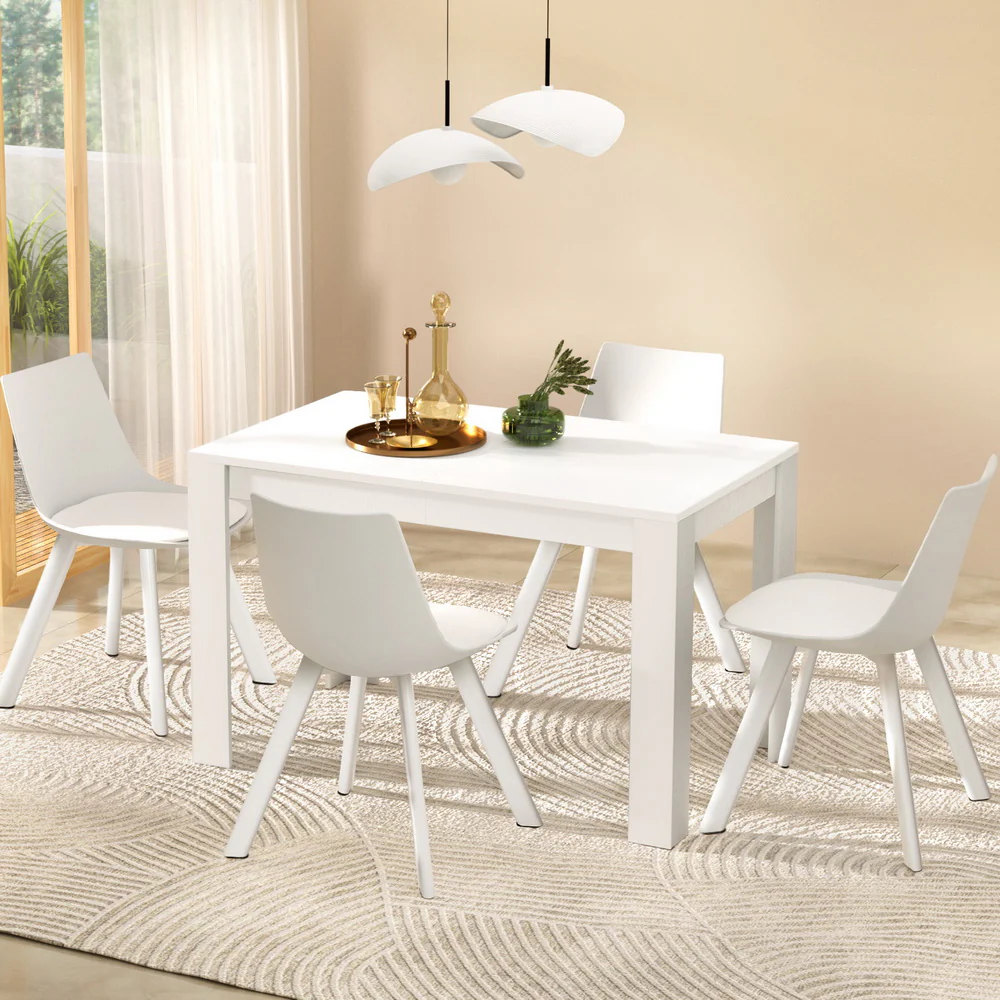5-Piece Nello White Dining Table & Chair Set Rectangle - Nurns