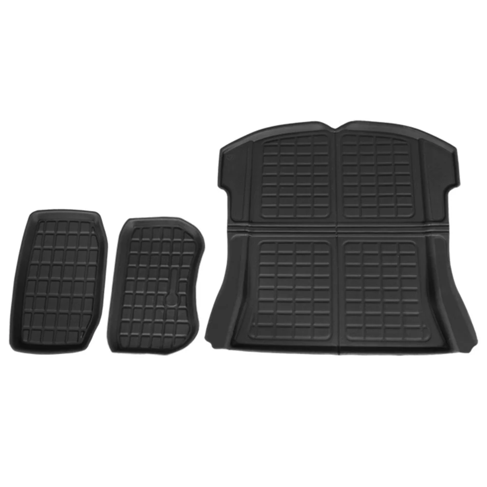 3 Pieces Car Rear Front Cargo Trunk Toolbox Luggage Rubber Mats for Tesla Model 3 - Nurns