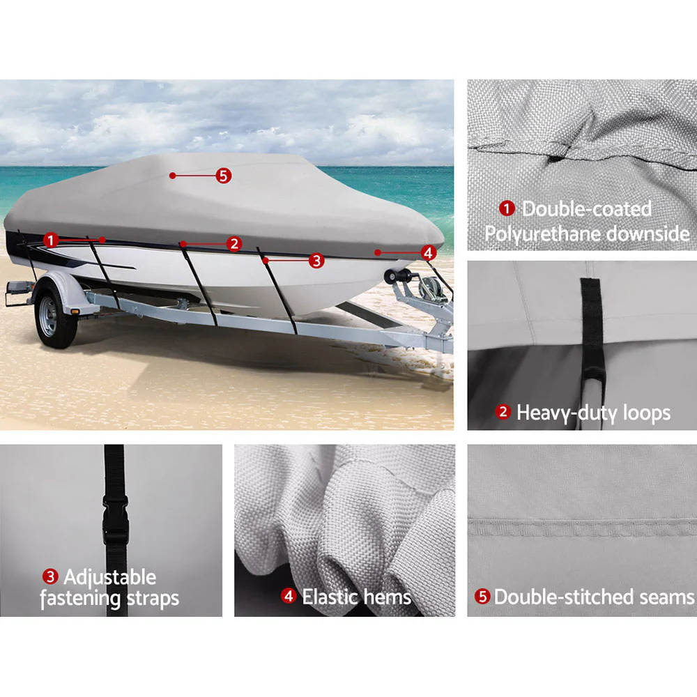 14 - 16 foot Waterproof Boat Cover - Grey - Nurns