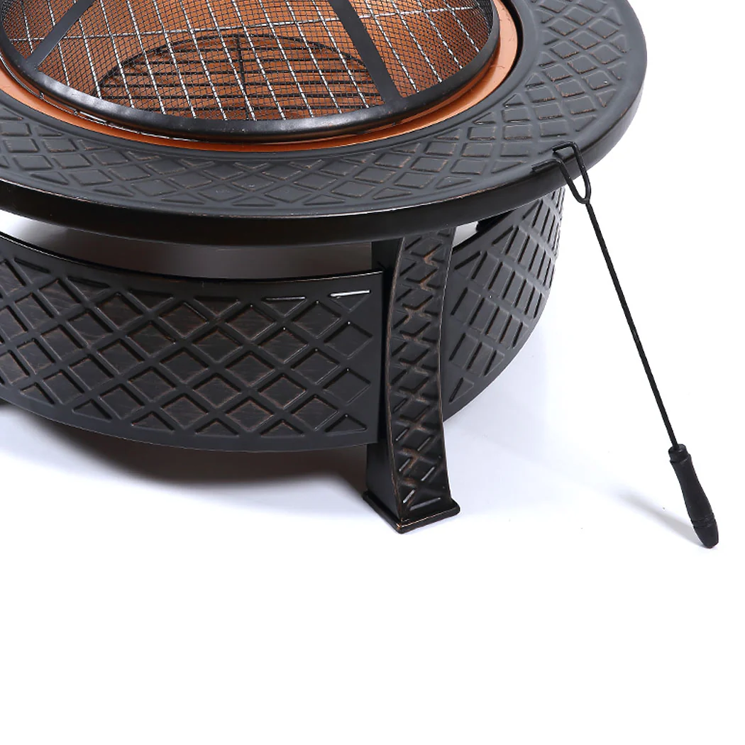 3 in 1 Outdoor Garden Fire Pit BBQ Firepit Brazier Round Stove Patio Heater - Nurns
