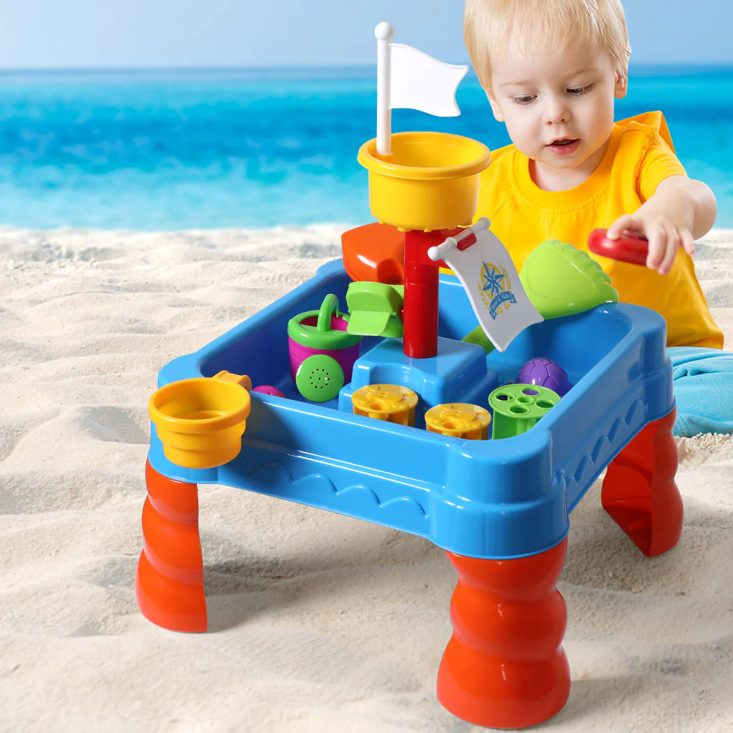 21-Piece Kids Sand Water Activity Play Table Child Fun Outdoor Sandpit Toys Set - Nurns