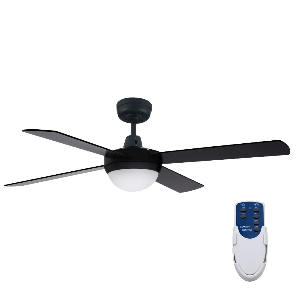 52'' Ceiling Fan w/Light w/Remote Timer - Black - Nurns
