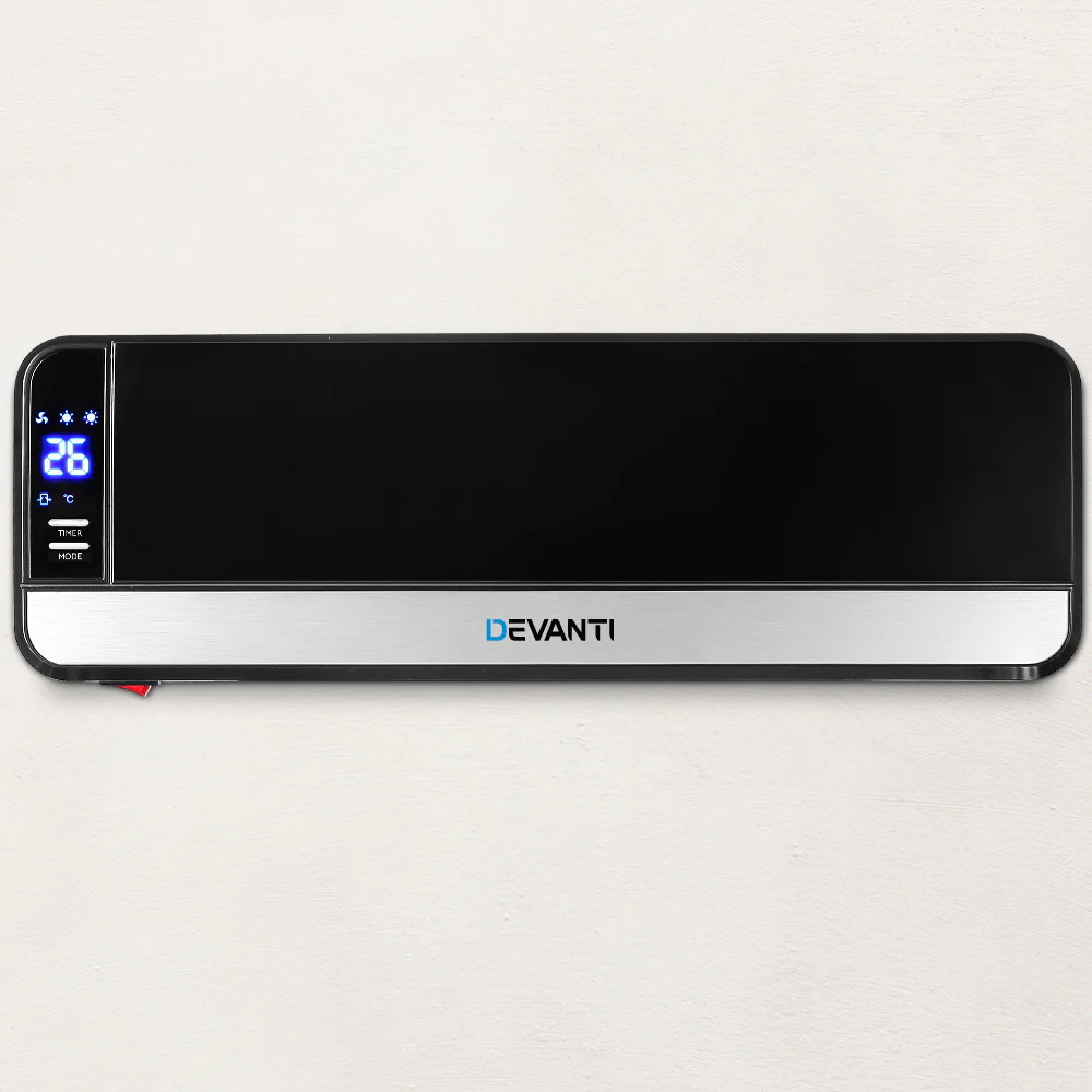 2000W Wall Mounted Panel Heater - Black - Nurns