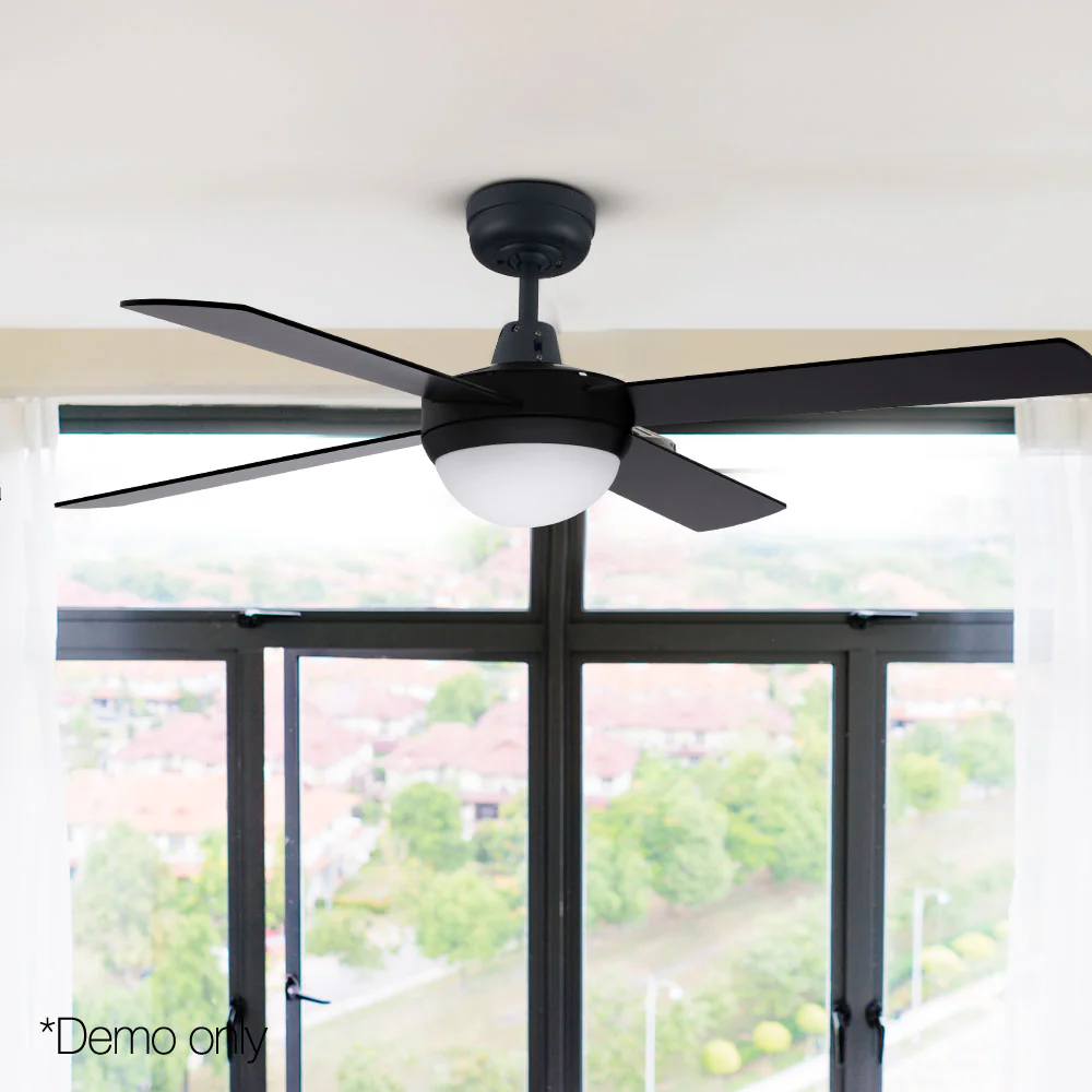 52'' Ceiling Fan w/Light w/Remote Timer - Black - Nurns