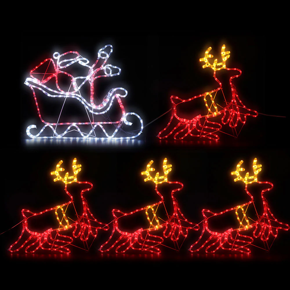 1X Christmas Lights Reindeer Sleigh 806 LED Decorations - Nurns