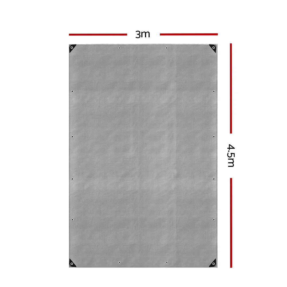 3x4.5m Tarp Camping Tarps Poly Tarpaulin Heavy Duty Cover 180gsm Silver - Nurns