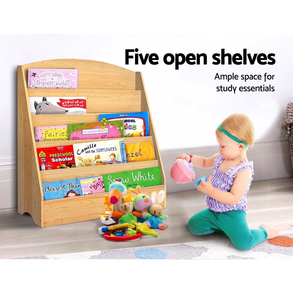 5 Tiers Kids Bookshelf Magazine Shelf Rack Organiser Bookcase Display - Nurns