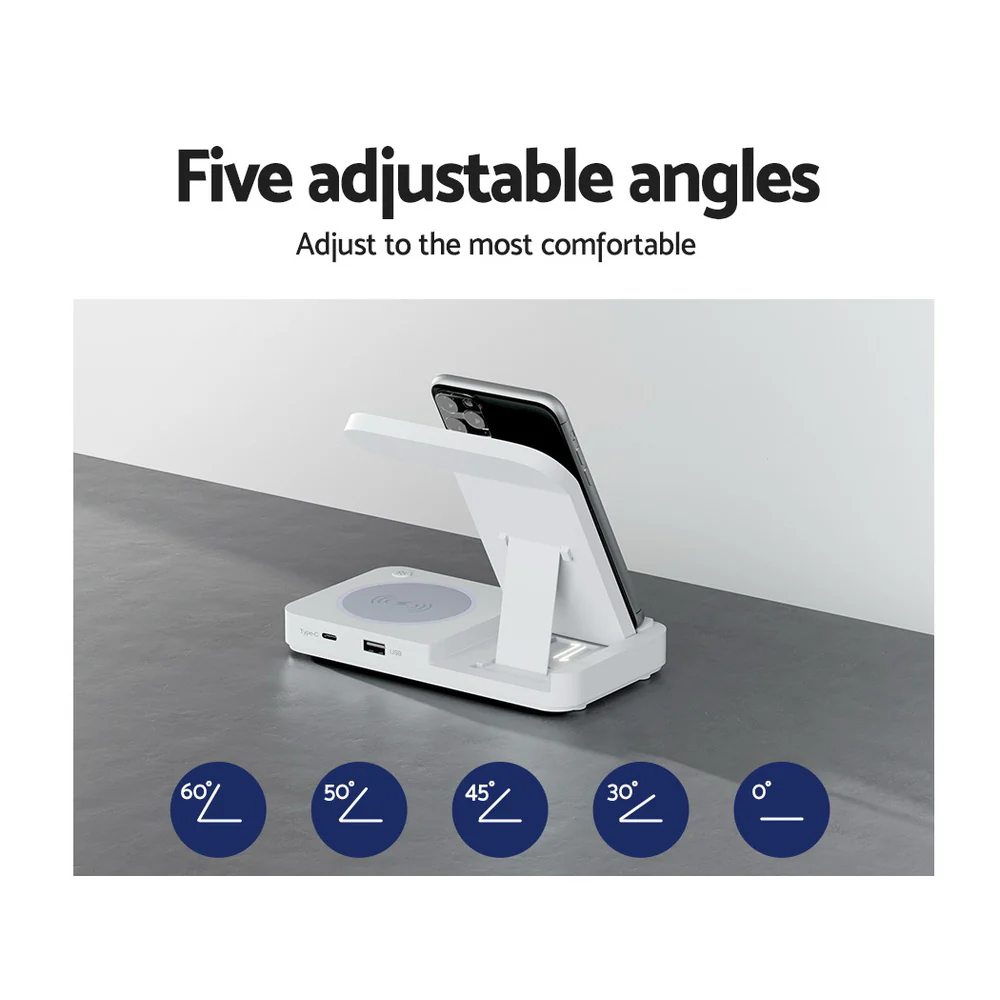 4-in-1 Wireless Charger Dock Fast Charging for Phone White - Nurns