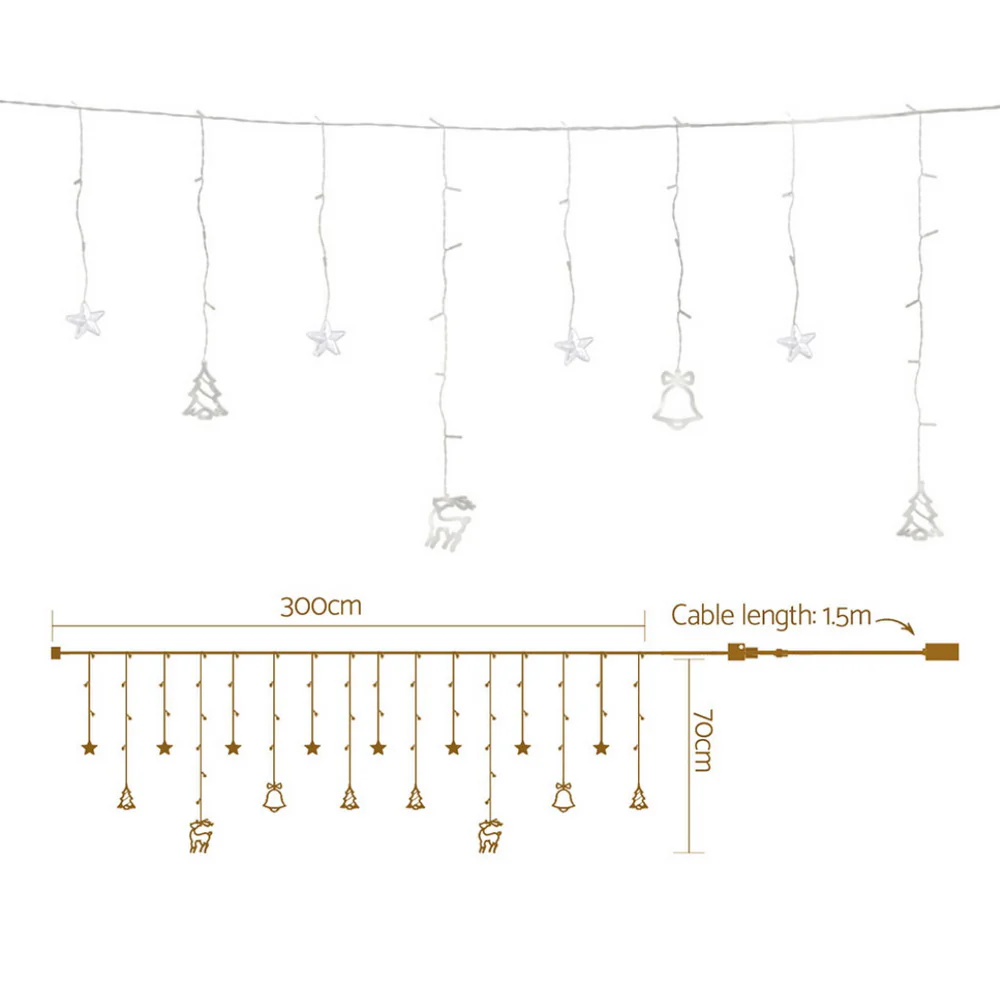 3M Christmas Icicle Lights String Lights 138 LED - Warm White - Nurns