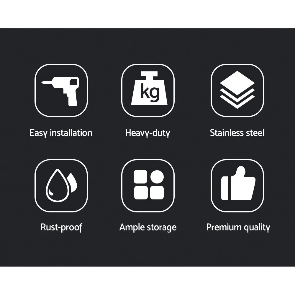 1800mm Stainless Steel Wall Shelf Kitchen Shelves Rack Mounted Display Shelving - Nurns