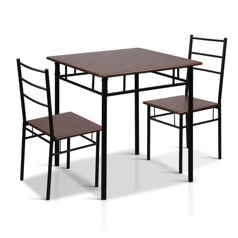 3-Piece Ivano Walnut Dining Table & Chair Set - Nurns