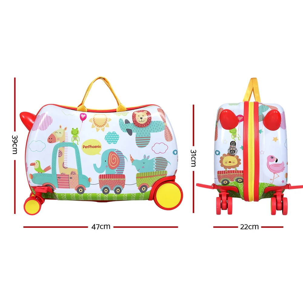 17inch Kids Ride On Luggage Children Suitcase Trolley Travel - Zoo - Nurns