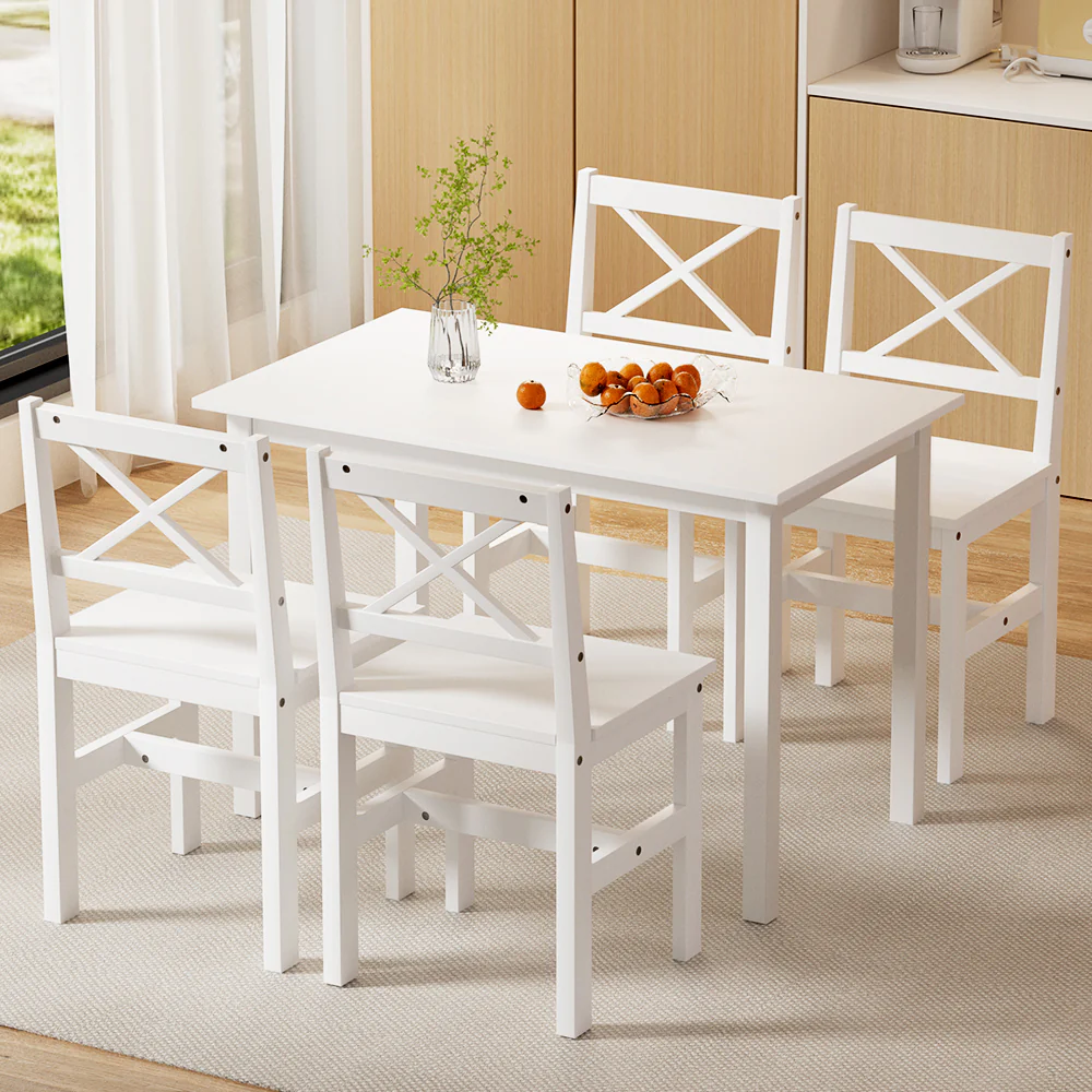 5-Piece Clara White Dining Table & Chair Set - Nurns