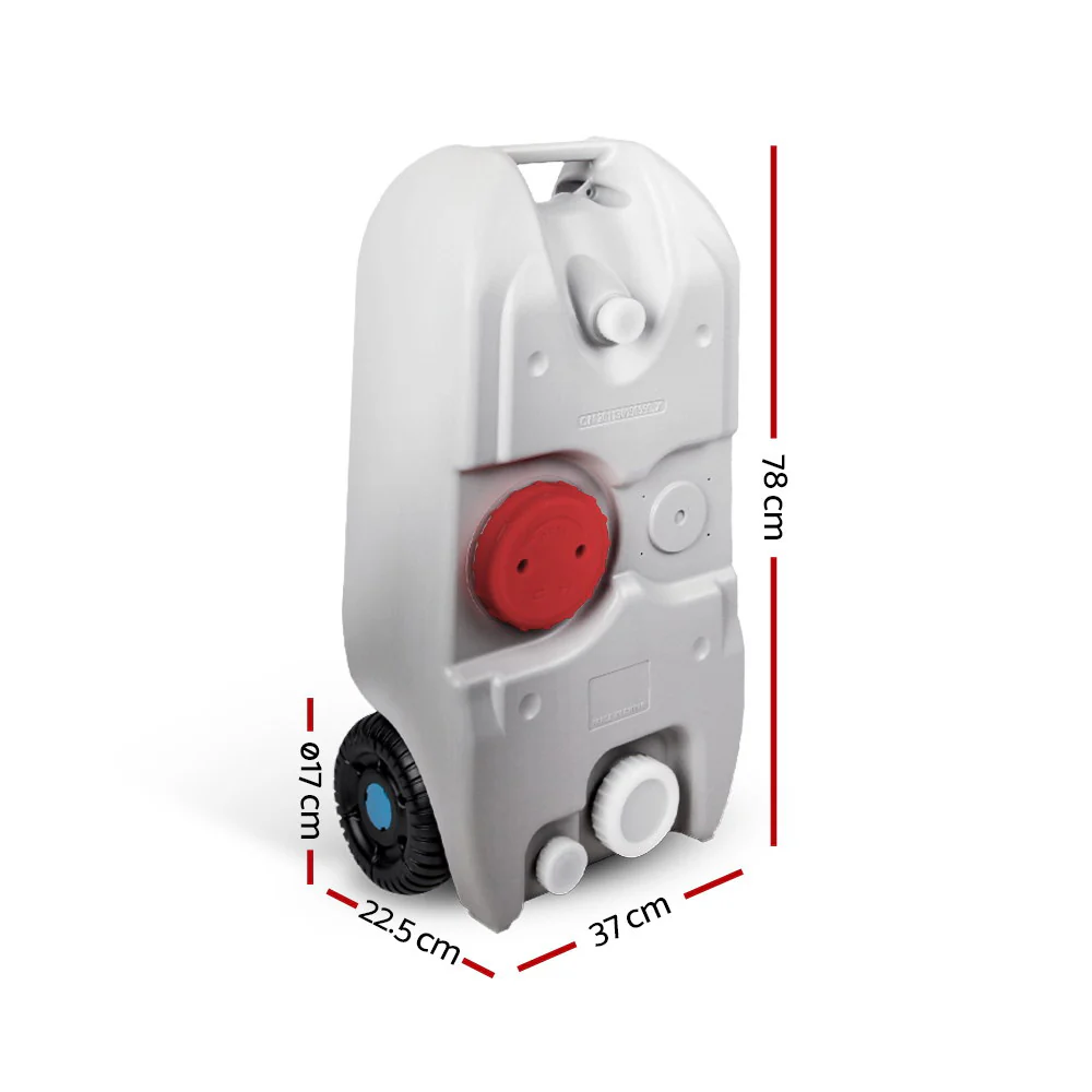 40L Portable Wheel Water Tank Camping Caravan Storage Grey - Nurns