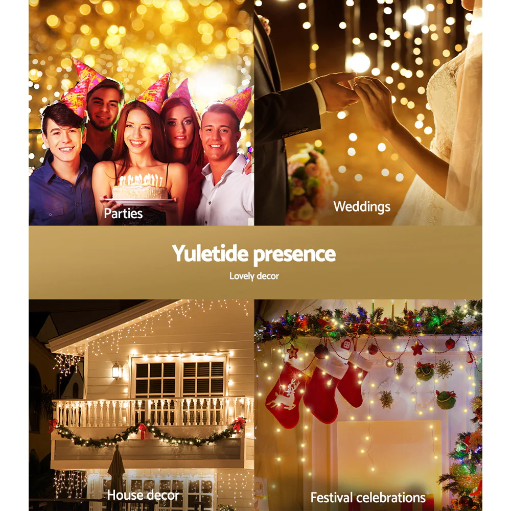 12.5M Solar Christmas Lights Icicle String Light - Warm White - Nurns