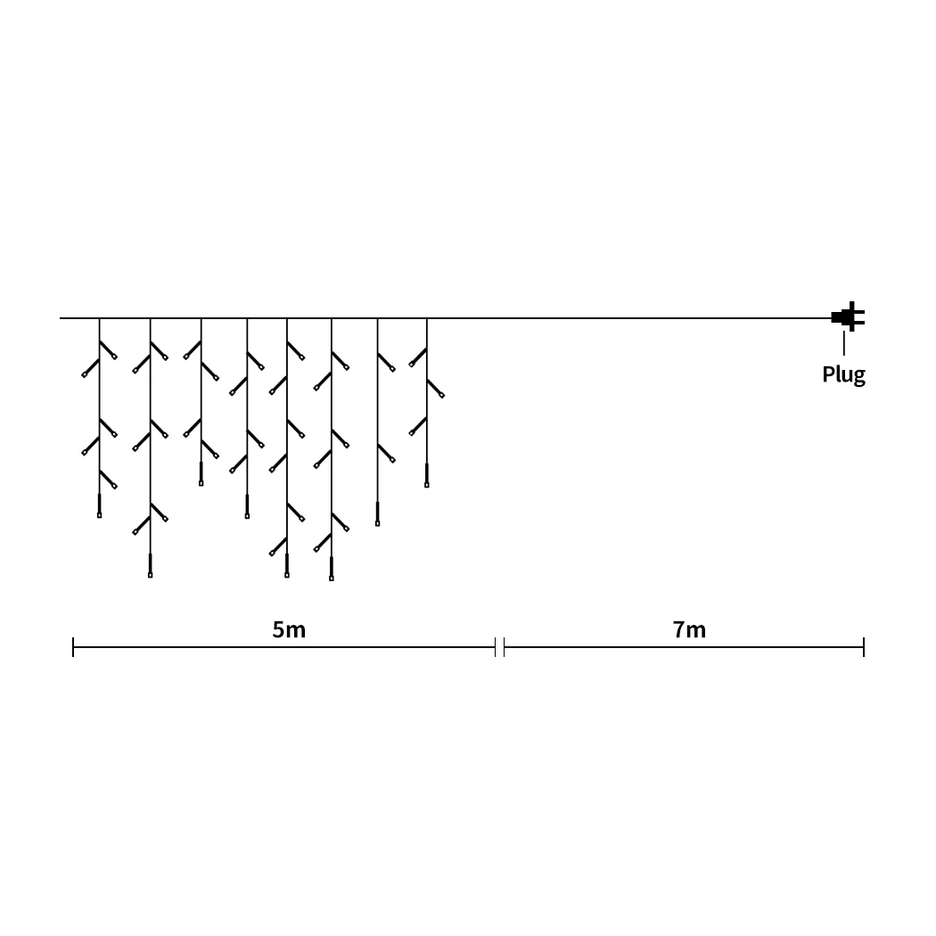 12M 300 LED Bulbs Curtain Fairy String Lights Outdoor Xmas Party Lights - Warm White - Nurns