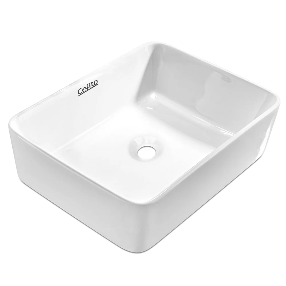 48x37x14cm Ceramic Rectangle Sink Bowl - White - Nurns