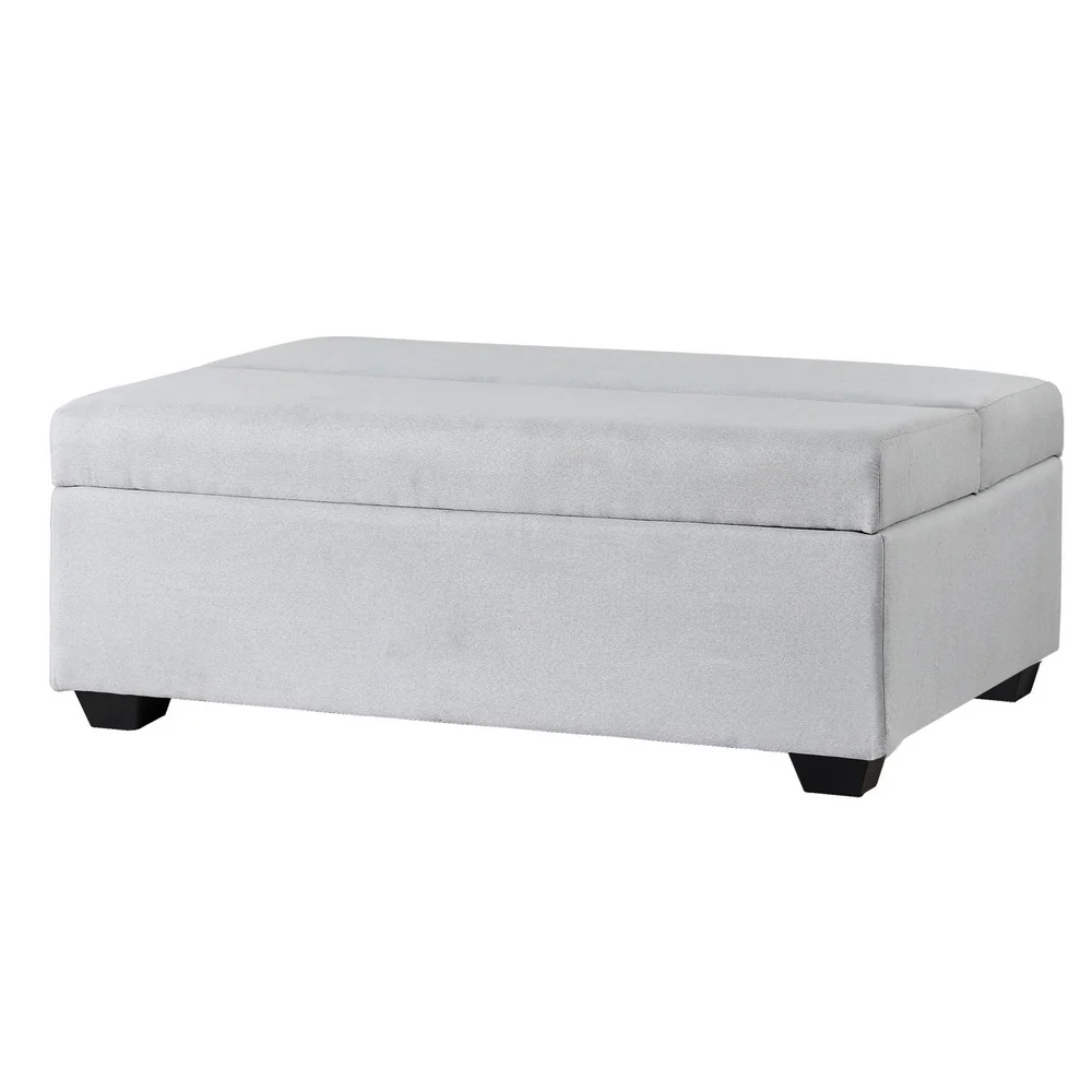 112cm Ottoman Storage Sofa Bed Foldable - Grey - Nurns