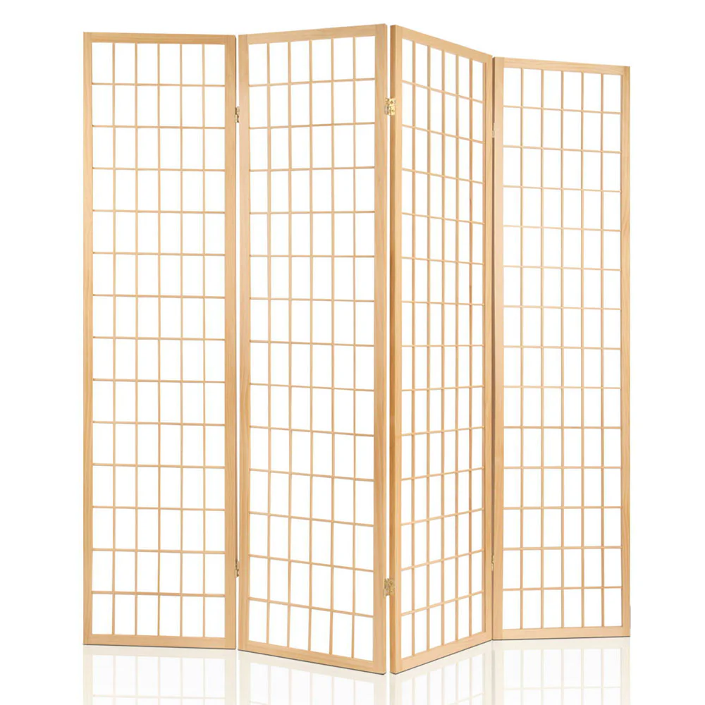 4 Panel Room Divider Screen 174x179cm - Natural - Nurns