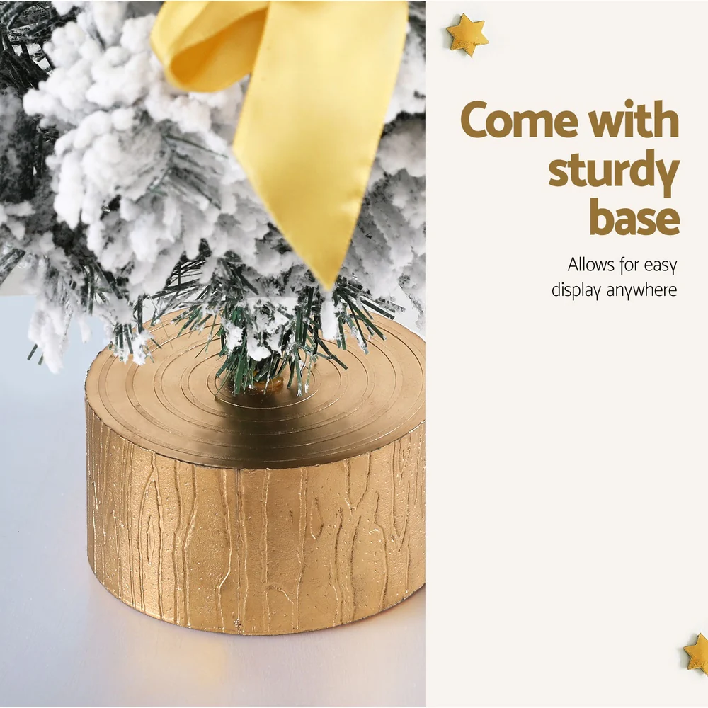 2ft 0.6m 100 Tips Tabletop Christmas Tree Snowy Xmas Topper Ornaments - Nurns