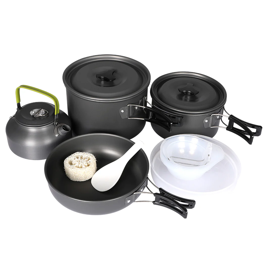 16Pcs Camping Cookware Set Outdoor Hiking Cooking Pot Pan Portable Picnic - Nurns