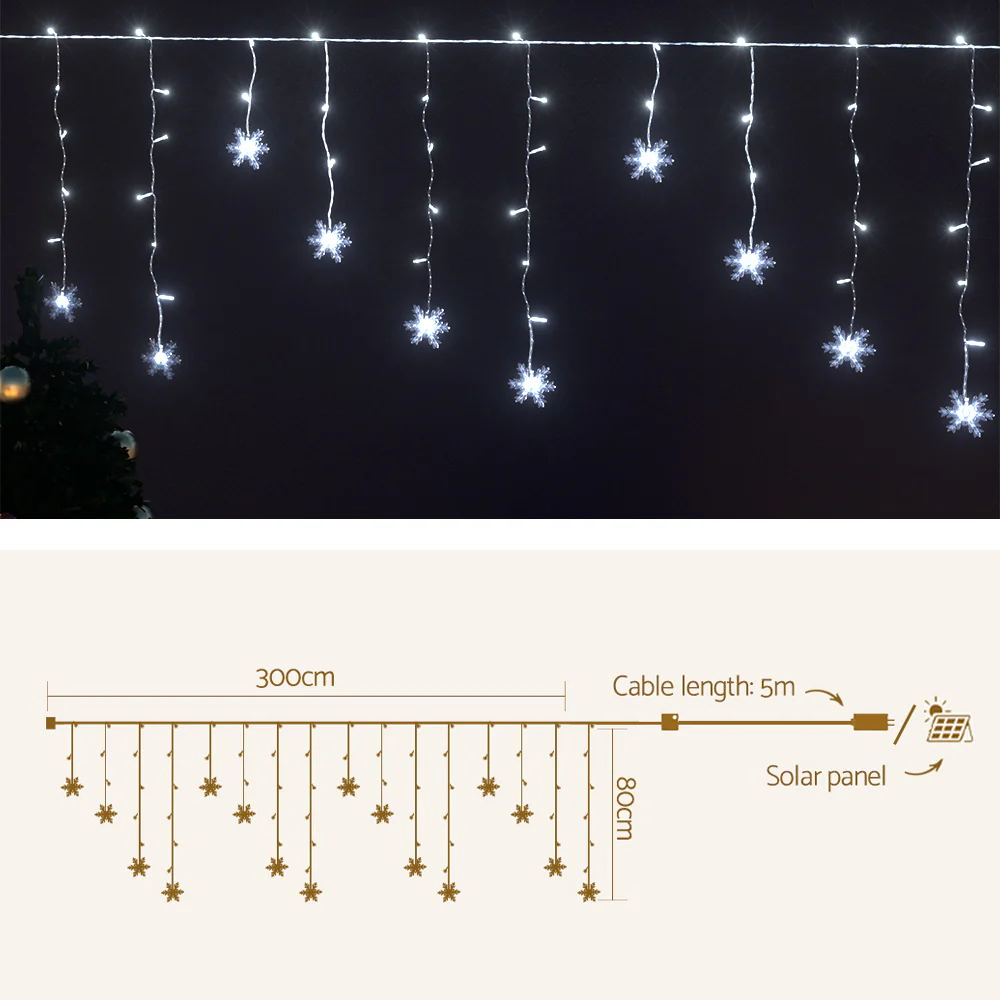 3M Christmas Icicle Lights String Lights 80 LED Solar Powered - Nurns