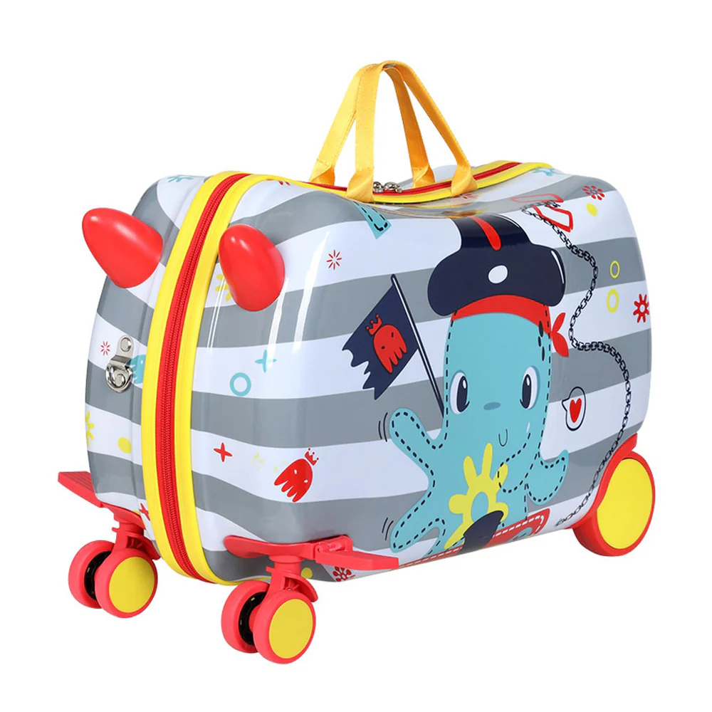 17inch Kids Ride On Luggage Children Suitcase Trolley Travel - Octopus - Nurns