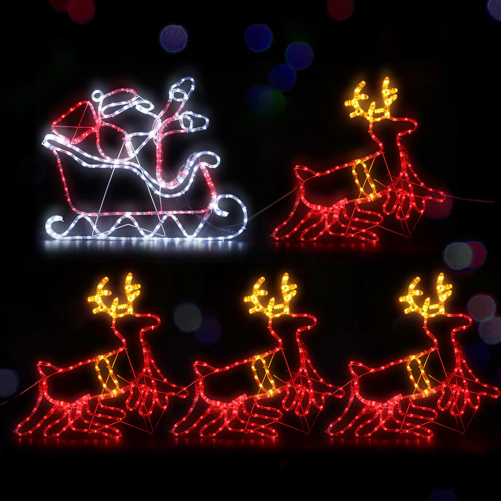 1X Christmas Lights Reindeer Sleigh 806 LED Decorations - Nurns