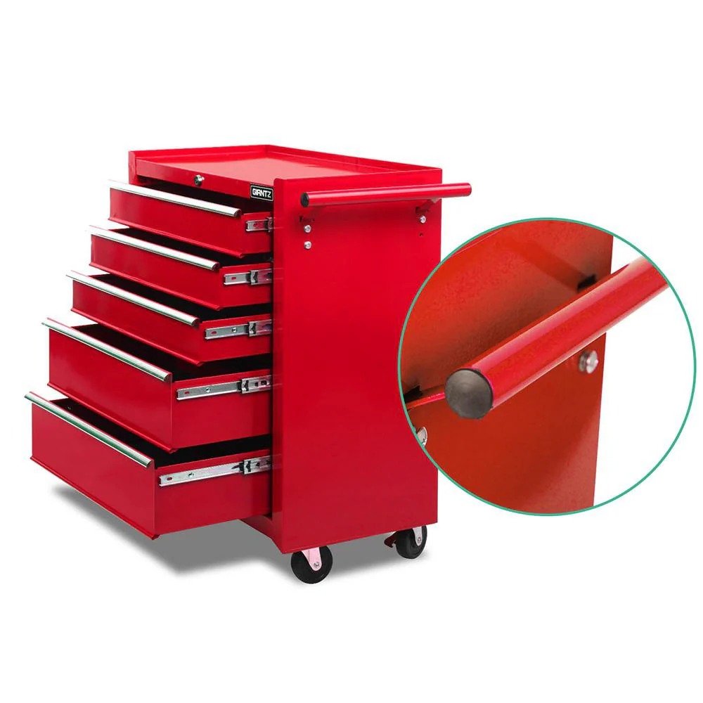 5 Drawer Mechanic Tool Box Cabinet Storage Trolley - Red - Nurns