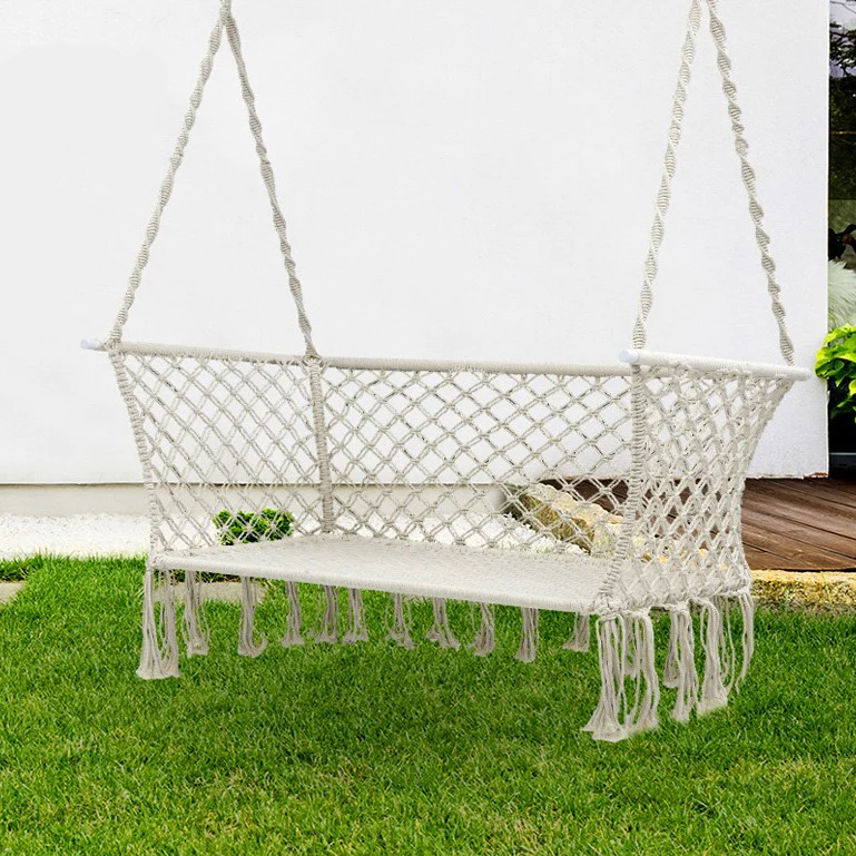 2-Seater Hammock Chair Outdoor Portable Camping Hammocks - Cream - Nurns